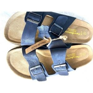 Percybuttons Mens Arizona Soft Cork Footbed Leather Sandals with Arch Support
